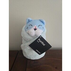 Purritos Tuna Plush Kitten in Blanket | 7 Inches Blue Kitty Cat Plush Stuffed